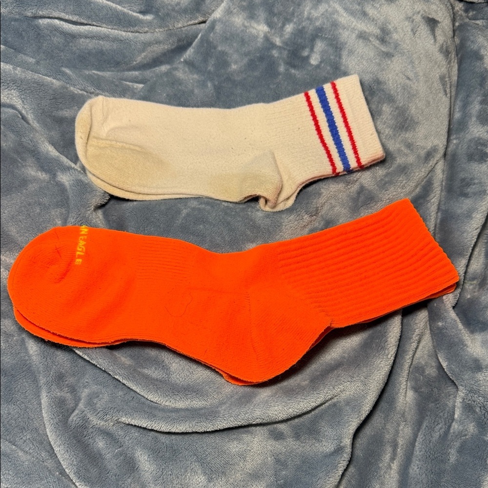 American Eagle Outfitters Orange and Cream Athletic Socks